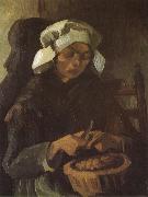 Vincent Van Gogh Peasant Woman Peeling Potatos (nn04) oil painting
